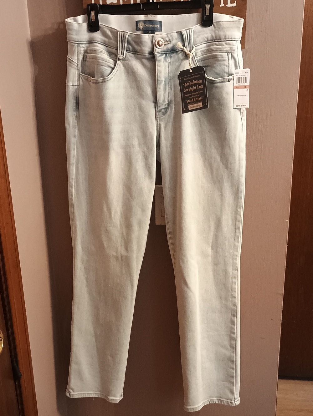 Democracy Pale Blue Straight Leg Jeans - Women's SZ 12 NWT